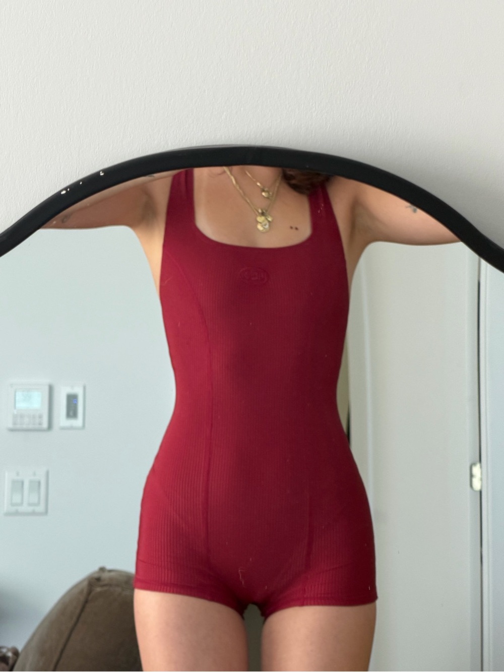 Ribbed Tank Short Romper - Burgundy